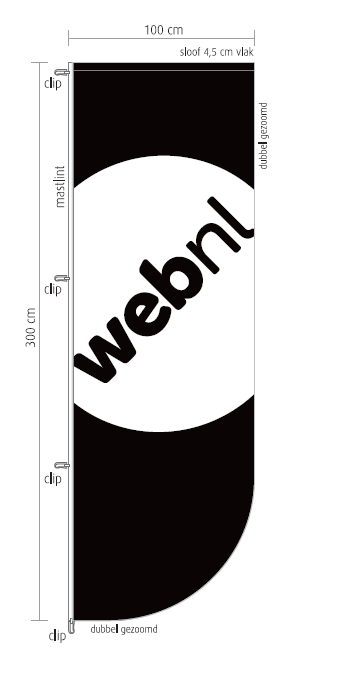 baniervlag met ronde hoek